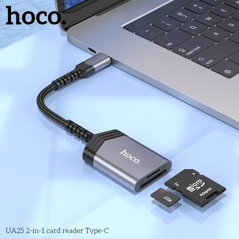 Jack chuyển Đầu đọc thẻ nhớ HOCO Type-C UA25 2in1 chính hãng [BH: 1 NĂM]