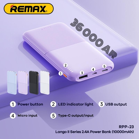 Pin sạc dự phòng Remax RPP-23 10.000mAh 2.4A chính hãng [BH 1 năm]