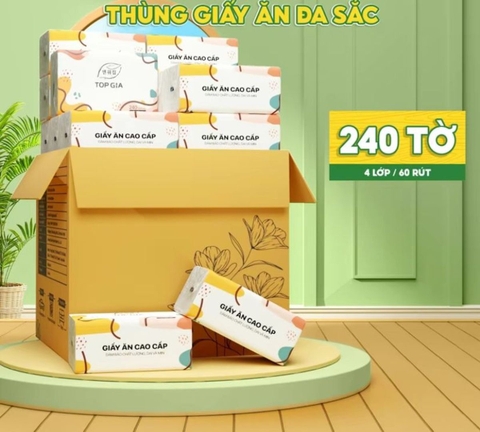 Thùng 20 gói giấy ăn Topgia Vân dập 4D 4 lớp cao cấp [BH: None]