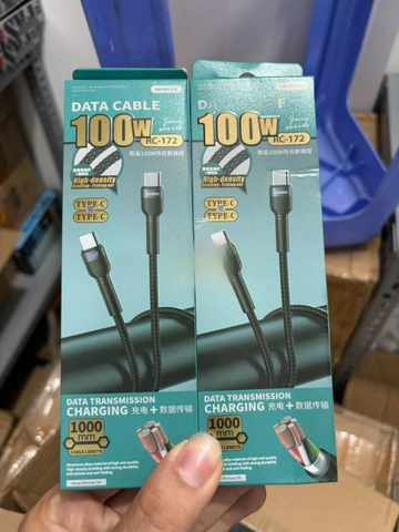 Cáp sạc nhanh 100w REMAX RC-172 (c-c) cáp 2 đầu Type C dây dù chính hãng