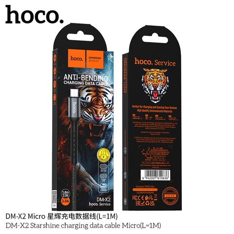 Cáp sạc 3A HOCO DM-X2 Micro (usbA ra Micro; a-m) dây dù chính hãng 1m