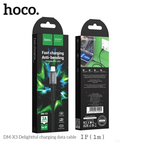 Cáp sạc nhanh 3A HOCO DM-X3 usb ra Iphone dây dù chính hãng [BH 1 Năm]