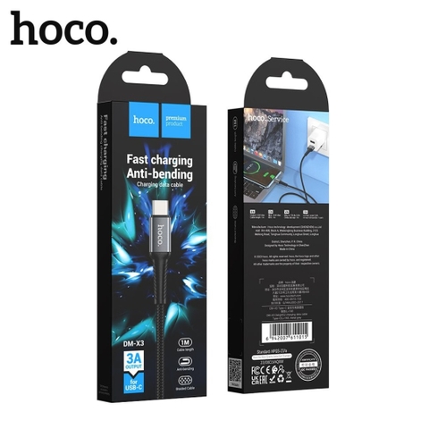 Cáp sạc nhanh 3A HOCO DM-X3 usb ra Type C dây dù chính hãng [BH 1 Năm]