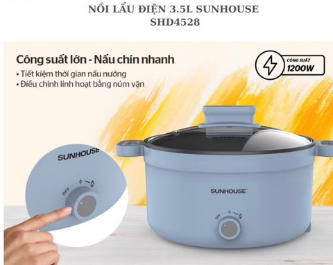 Nồi lẩu điện 3.5L SunHouse SH4528 [BH: 1 tháng]