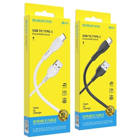 Cáp sạc Borofone BX51 usb ra Type C dài 1m chính hãng [BH 1 năm]