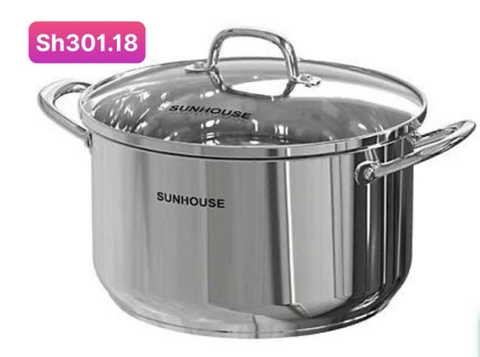 Nồi inox 3 đáy Sh301.18 size 18cm nắm kính [BH: None]