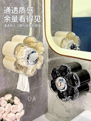 Hộp đựng khăn giấy vệ sinh dán tường hình bông hoa 6 cánh SIÊU SANG