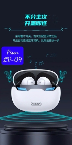 Tai nghe bluetooth Pisen LV-09 2 tai có nút cao su, có doc sạc [BH: 6 tháng]