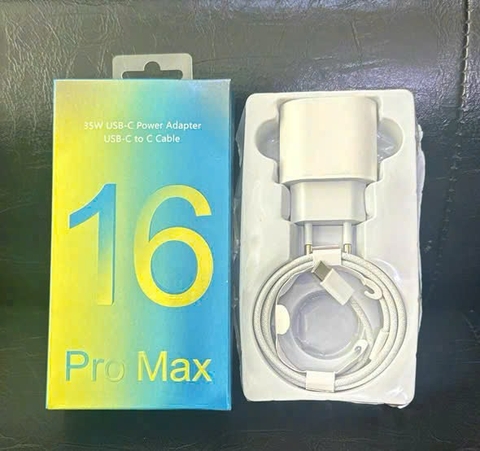 Bộ sạc nhanh 35w iPhone 16 Promax EU box Xanh Vàng (cóc 1 cổng Type C chân tròn, Cáp dù Type ra Type C; c-c) [BH: 3 Tháng] 5l9
