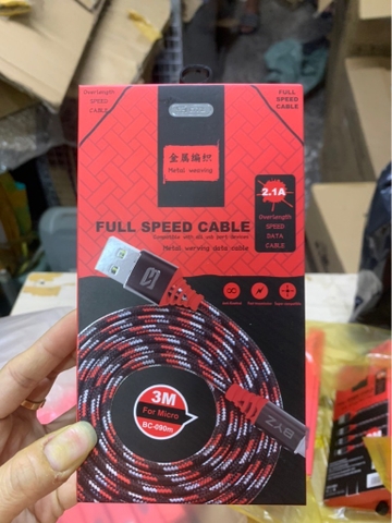 Cáp sạc nhanh 3M BYZ BC-090M SAMSUNG MICRO dây dù 2.1A loại xịn chính hãng [BH 6 tháng]