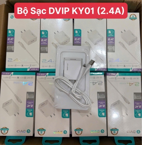 Bộ sạc nhanh 2.4A Dvip iPhone KY01-L (Cóc 1 cổng usb, cáp usb ra lightning iphone, a-l) [BH: 6 tháng]
