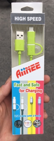 Cáp sạc nhanh AIINEE đa năng 2 đầu usb ra iPhone Lightning vs Samsung Micro [BH 1 tháng] / pktn sale