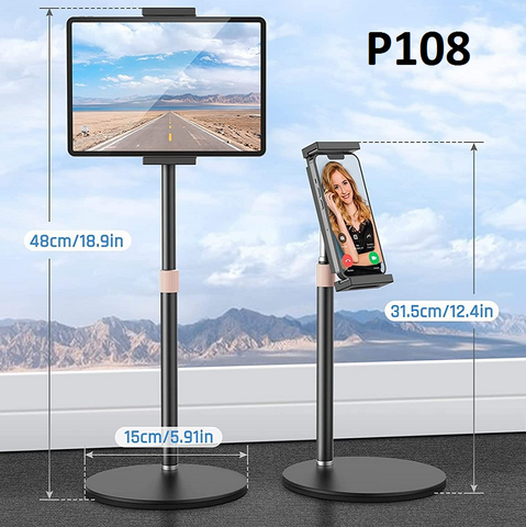 Giá đỡ, kẹp điện thoại/ Ipad P108 MULTI-FUNCTION DESKTOP HOLDER P-108 chân kim loại cao, KÉO DÀI để bàn tiện lợi [BH: NONE]