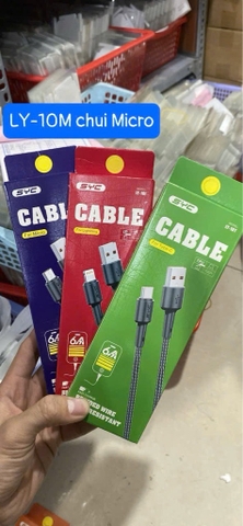 Cáp sạc nhanh 6A SYC LY-10m Micro (Usb ra Micro, a-m) dây dù chính hãng [BH: 1 năm]