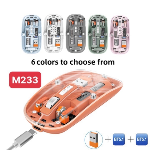 Chuột không dây F-Mouse FM233 trong suốt, Silient 3 chế độ tiện lợi[BH: 3 tháng]