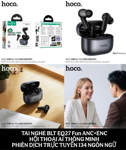 Tai nghe Bluetooth Hoco EQ27 FUN ANC+ENC phiên dịch 134 ngôn ngữ