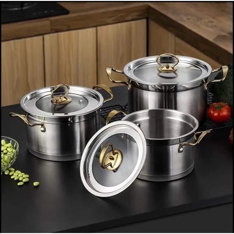 Bộ 3 nồi inox châu âu EBBERG cao cấp dùng cho mọi loại bếp (bếp gas, bếp hồng ngoại,...)