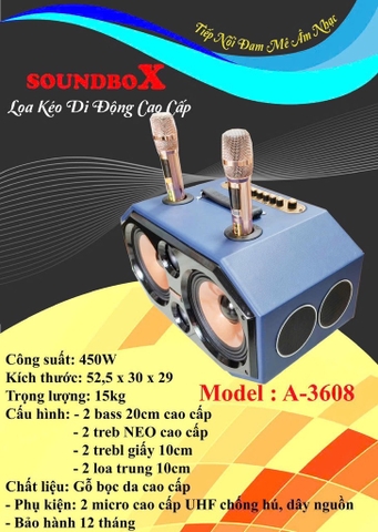 Loa kéo SoundBox BG88 A3608 450w 8 đường tiếng bluetooth kèm 2 micro hát karaoke cao cấp UHF chống hú vỏ gỗ bọc da siêu hay chính hãng [BH 1 năm]