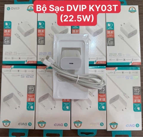 Bộ sạc nhanh 22.5W DVip KY03-T Type C (cóc 1 cổng Type C, Cáp 2 đầu Type C dây dù, c-c) [BH: 6 Tháng]