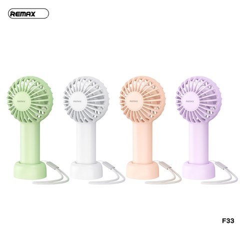 Quạt cầm tay REMAX F33 3 tốc độ gió kiêm để bàn pin 1200mAh siêu trâu [BH 1 Năm]