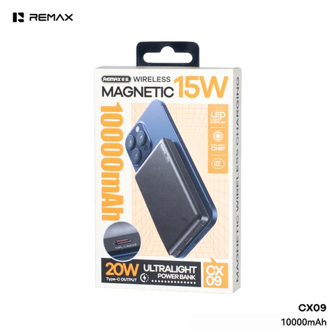 Pin sạc nhanh không dây REMAX CX09 10.000mAh dự phòng magnetic (CCC) chính hãng - BH 1 năm