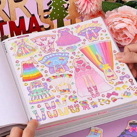 Bộ 6 quyển sticker bóc dán công chúa cho bé giúp phát triển tư duy về màu sắc và thời trang