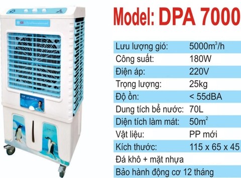Máy làm mát không khí DPA 7000 mặt nhựa + đá khô (ĐẶT TRƯỚC 2 TIẾNG) x#lau1.k6#