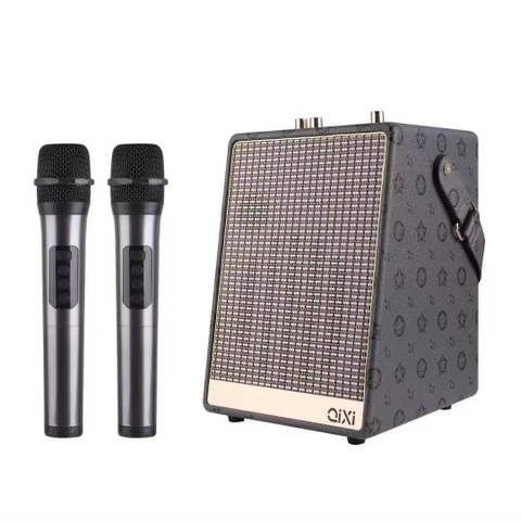 Loa bluetooth karaoke Qixi 2050 tặng kèm 2 micro không dây 201*213*297mm [BH: 6 tháng]