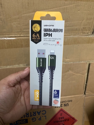 Cáp sạc nhanh 6A Wekome WDC-169i usb ra iphone lightning dây dù chính hãng [BH 1 năm]