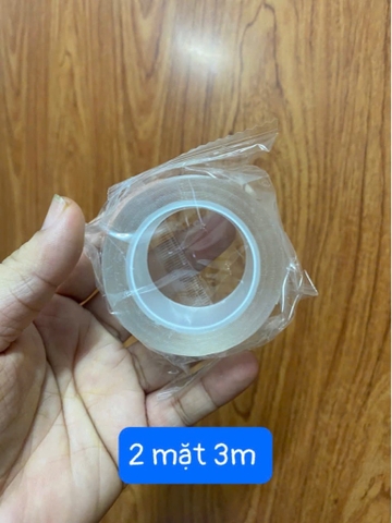 Băng keo trong 2 mặt cuộn 3m bảng lớn siêu dính