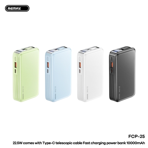 Pin sạc dự phòng REMAX FCP-25 10000mAh sạc nhanh 22.5w pin kèm dây siêu tiện lợi