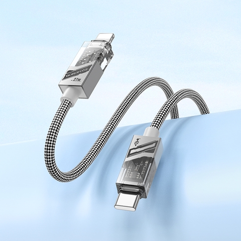 Cáp sạc nhanh 27w BOROFONE BU42 Type C ra Iphone  (c-l) cáp trong suốt siêu đẹp [BH 1 Năm]