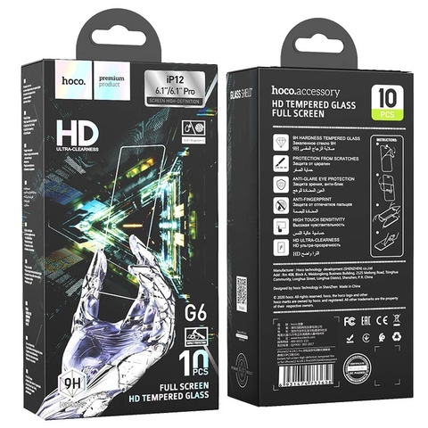 Hộp 10 cái cường lực HOCO G6 dành cho Iphone 12mini/ 12/ 12pro mẫu full màn hình siêu đẹp
