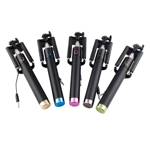 Gậy chụp hình tự sướng SELFIE STICK ĐEN VIỀN MÀU  jack ghim 3.5 [BH: NONE]
