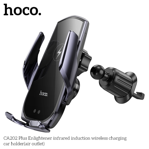Giá đỡ kẹp điện thoại xe hơi HOCO CA202 PLUS kiêm đế sạc không dây cảm ứng hồng ngoại (trên ô tô) chính hãng [BH 1 năm]