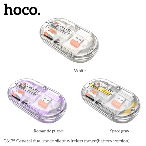 Chuột không dây HOCO GM35 bản im lặng chế độ kép Puxiang bản dùng pin siêu tiện lợi