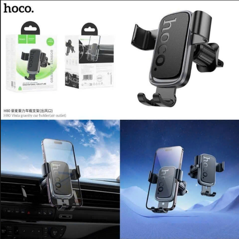 Giá đỡ điện thoại trên xe hơi oto HOCO H80 gắn khe gió máy lạnh xoay 360 độ tiện lợi