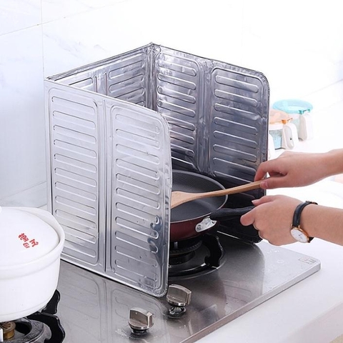 Miếng chắn văng dầu mỡ MÀU BẠC cho bếp gas [BH: NONE]