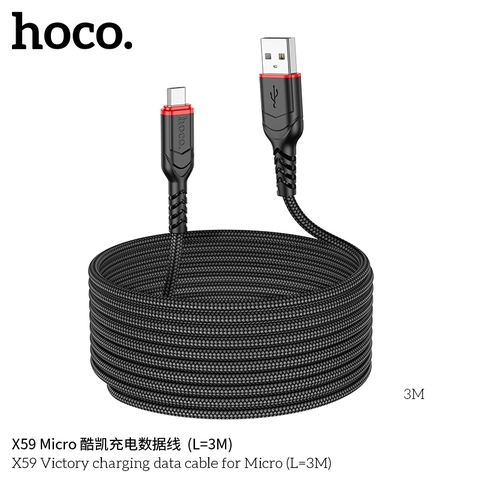 Cáp sạc nhanh micro 3m HOCO X59 (usb ra samsung 3 mét) chính hãng [BH 1 năm]