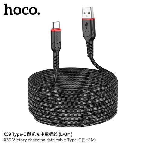 Cáp sạc nhanh type-c 3m HOCO X59 (usb ra typec 3 mét) chính hãng [BH 1 năm]