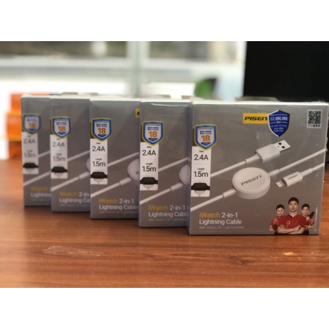 Cáp sạc Apple Watch đồng hồ thông minh Pisen cổng USB dài 1m chính hãng [BH 6 tháng]