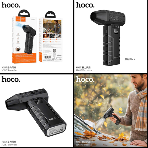 Quạt cầm tay HOCO HX67 mẫu quạt thổi siêu mạnh có màn hình LCD hiển thị pin siêu đẹp