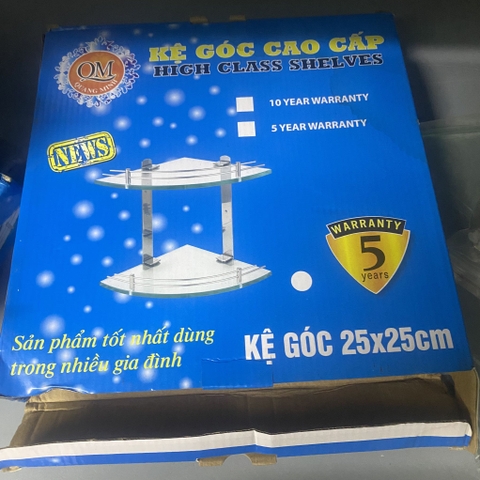 Kệ góc tường cao cấp QM 1 tầng kính cường lực dày 1cm [BH: NONE]