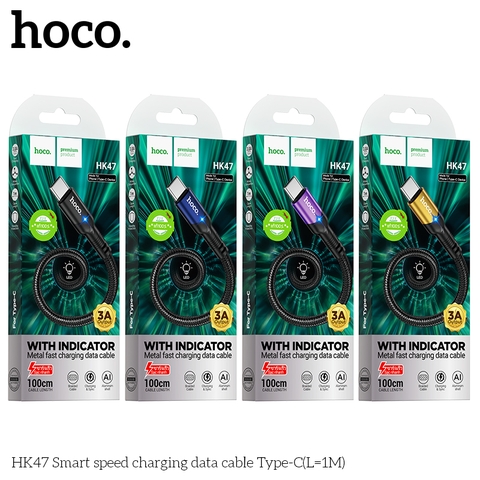 Cáp sạc nhanh typec 3A Hoco HK47 1M có đèn led báo sạc (usb ra type-c 1 mét) chính hãng [BH 1 NĂM]f208