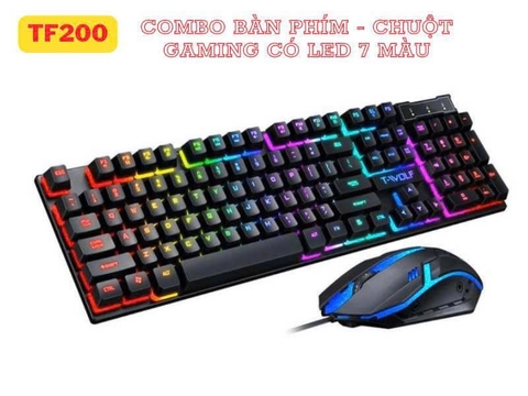 Combo phím chuột CÓ DÂY TWOLF TF200 CÓ LED 7 màu siêu đẹp [bh 6 tháng]