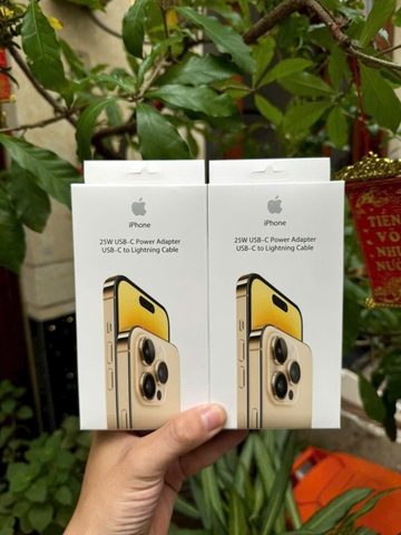 Bộ sạc nhanh 20W/25W iPhone 14 trắng vàng (Cóc 1 cổng Type C + Cáp Type C ra Lightning iPhone] [BH: 3 THÁNG] 5l9c12