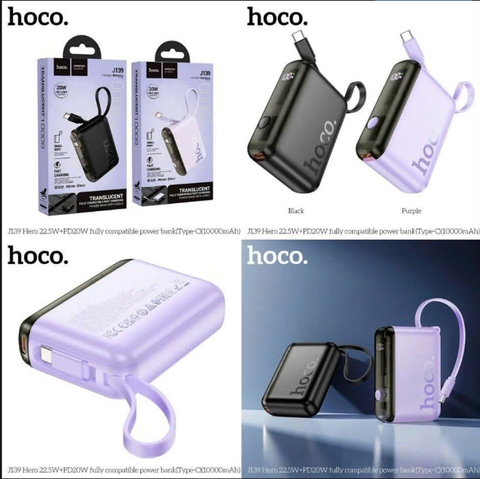 Pin sạc dự phòng HOCO J139 10.000mAh sạc nhanh 22.5W+pd20W pin kèm dây sạc TYPE C siêu tiện lợi