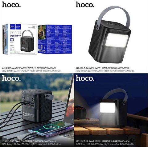 Pin sạc dự phòng HOCO J152 80.000 mAh sạc nhanh 22.5w+PD20w mẫu xách tay có đèn pin siêu sáng