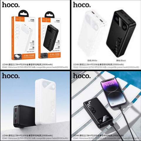 Pin sạc dự phòng HOCO J154A 20.000mAh sạc nhanh 22.5W+PD20W pin có màn hình LCD siêu đẹp