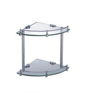 Kệ góc tường kính cường lực kèm khung inox304 2 tầng QM, 1 THANH CHẮN để nhà tắm, đựng gia vị đa năng SIÊU CHẮC [BH: NONE] / pktn sale